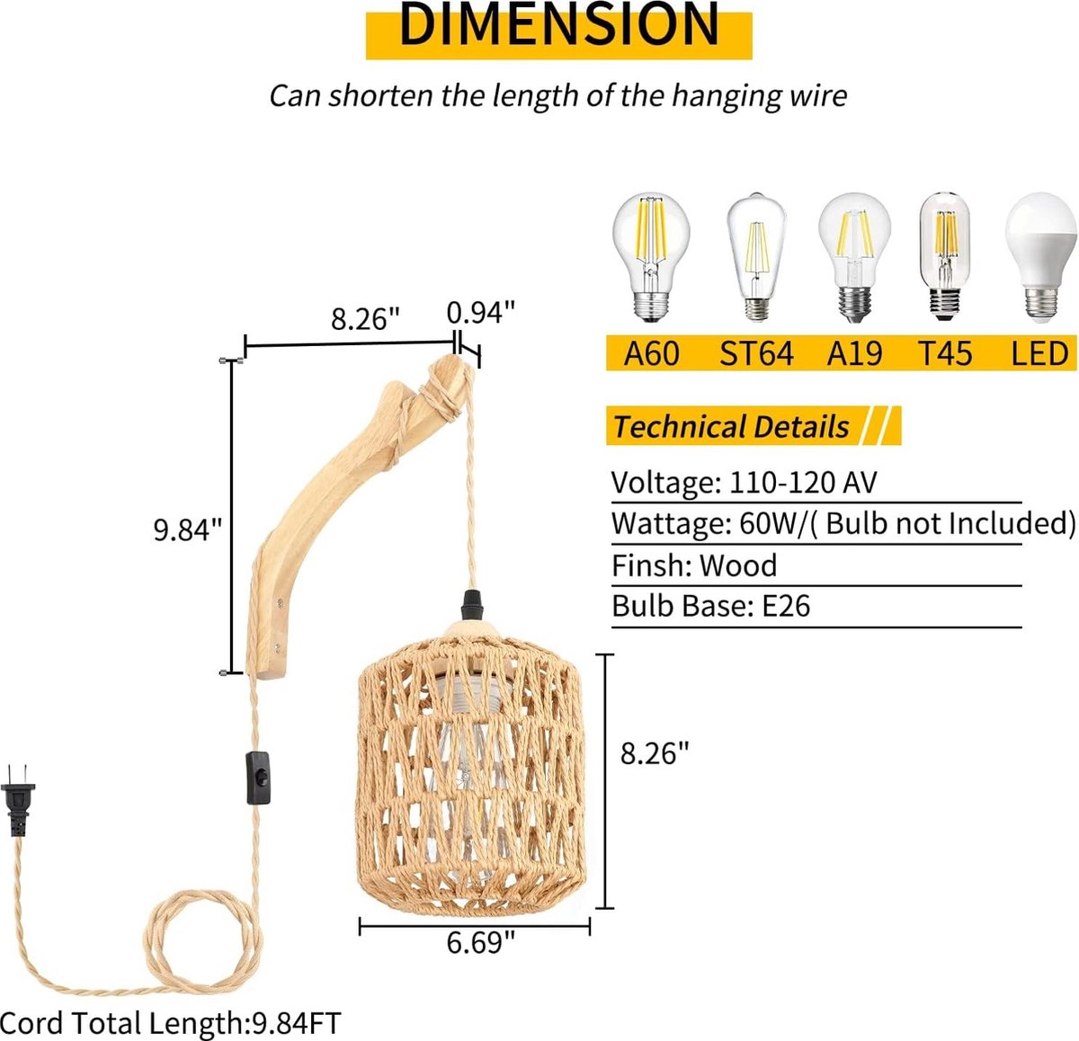 Rustieke zwart beige rotan tafellamp Steinhauer Bois