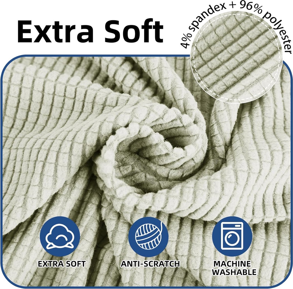 Ystyle Stretch Bankhoes 1 Zit, Elastische Bankhoezen Voor Woonkamer, 1 Stuks Universele Rekbare Armsteun Sofahoes Met Anti-slip Schuim, Krasbestendig Meubelhoes Voor Bank, Pauwblauw