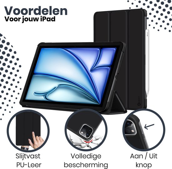 iPad Air 10.9 (2020) hoes - Étui à trois volets - Couverture rigide - Zwart