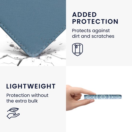 kwmobile flip cover geschikt voor Onyx Boox Leaf 2 - Hoes met handgreep en voorvak voor e-reader - Book case in blauw - Opkomende Zon design van kwmobile — afbeelding 5