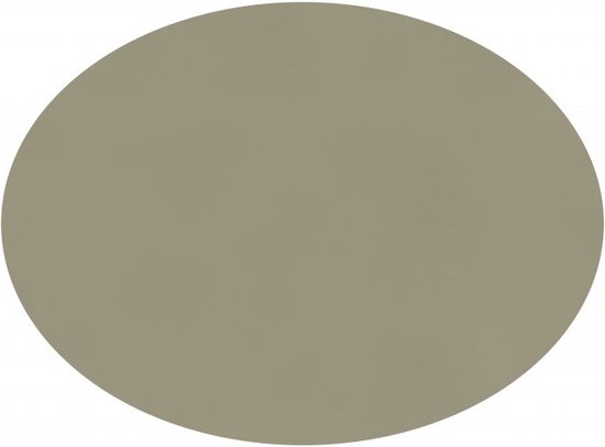 Set van 6 ovale placemats in lichtbruin kunstleer.
