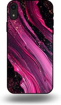 Smartphonica Telefoonhoesje geschikt voor iPhone Xr met marmer opdruk - TPU backcover case marble design - Paars Roze geschikt voor Apple iPhone XR