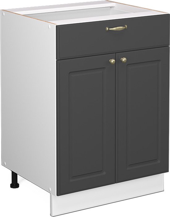 Vicco Fameline Keuken, 300 Cm Zonder Werkblad, Glanzend Donkerblauw/wit