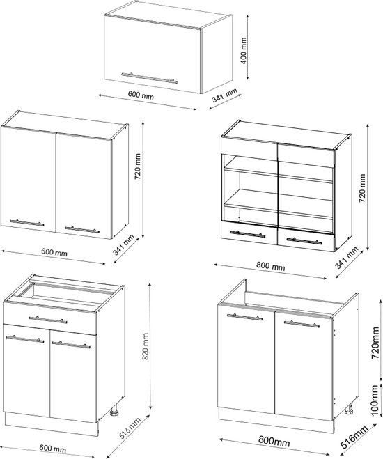 Vicco Fame- Line Meuble de cuisine complet – 200 cm, WB Chêne Anthracite Country House/ Goud Kraft Oak, WB Chêne