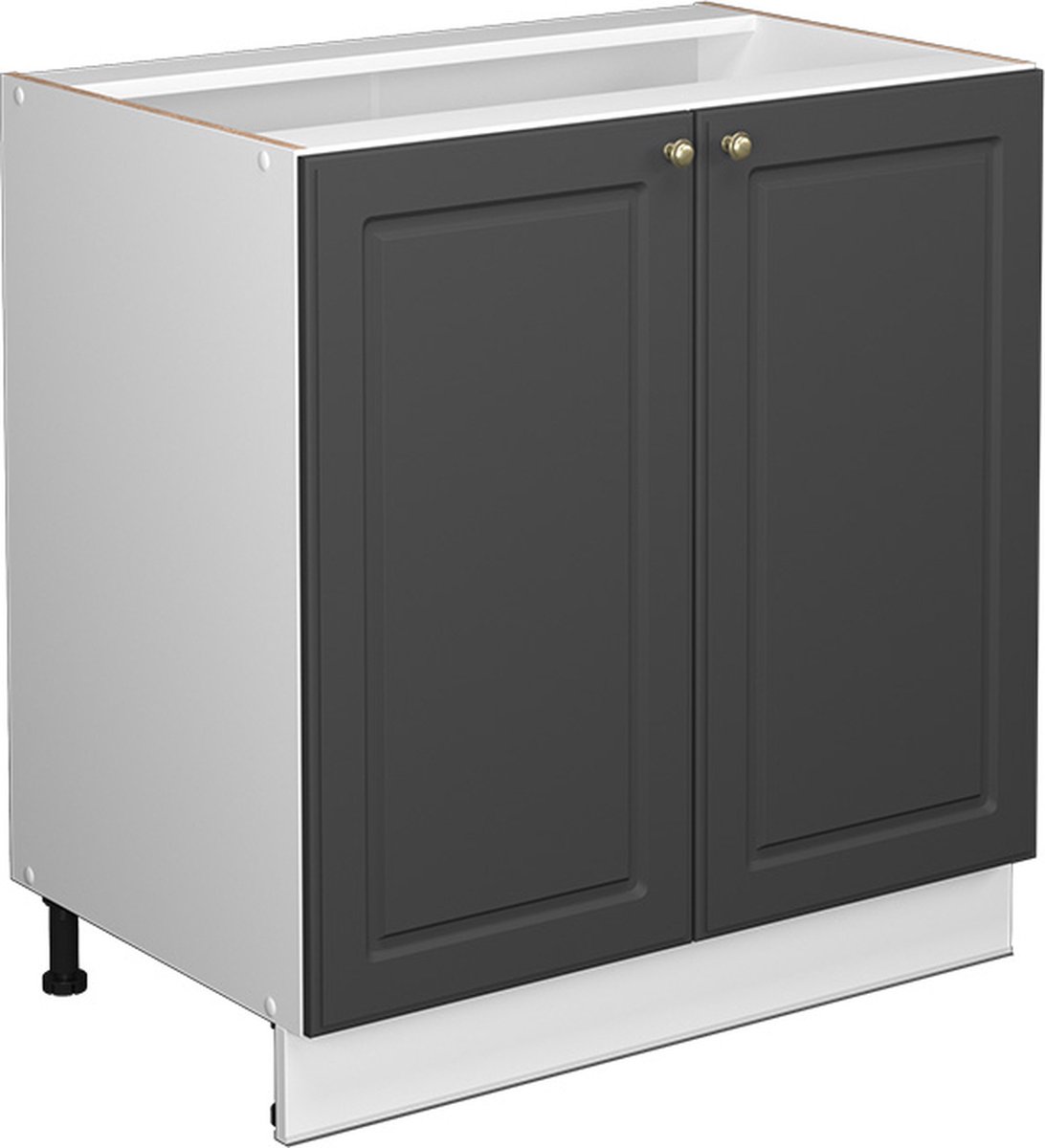 Vicco Fame-Line Wastafelkast – 80 cm met legplank, WB Marmer Antraciet-goud