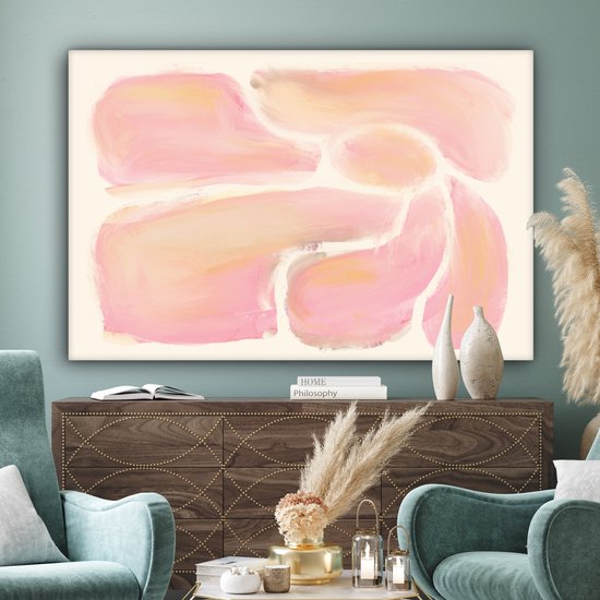 Tableau sur toile Fleurs - Rose - Nature - Boho - 180x120 cm - Décoration murale XXL
