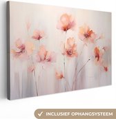 Tableau coquelicots 150x100 cm - Fleurs de coquelicots pastel - Décoration chambre adulte - Décoration murale abstraite toile - Toile murale cuisine oeuvre - Photo sur toile - Tableau cuisine décoration maison abstrait