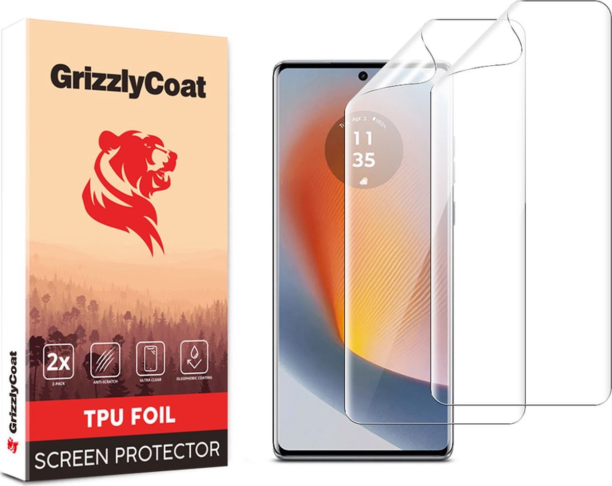 GrizzlyCoat Screenprotector geschikt voor Motorola Edge 50 Fusion Hydrogel TPU | GrizzlyCoat Screenprotector - Case Friendly (2-Pack)
