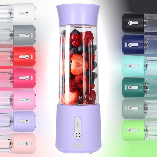 Foto: Smoothie maker blender to go blender voor smoothies gezond onderweg usb c oplaadbaar 500ml licht paars lavendel