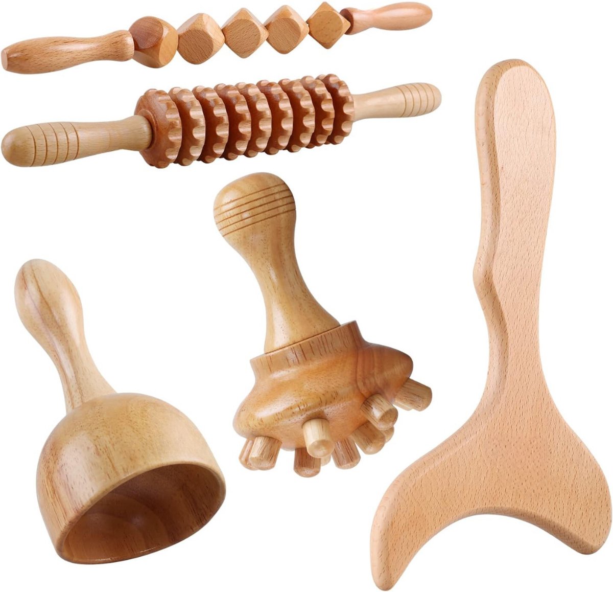 Goedkoopste Lexium Maderotherapie set - Madero - Massage roller - Houttherapie - Anti-cellulitis - Maderotherapie set massage - Massage hout