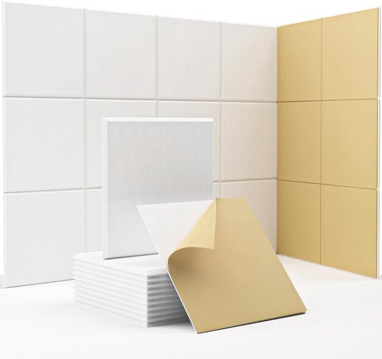 Akoestische panelen zelfklevend, baksteenvorm, 12 stuks, geluiddichte wand voor wanddecoratie en akoestische behandeling, prikbord, gaming decoratie, akoestisch schuim (30x30x0,9cm