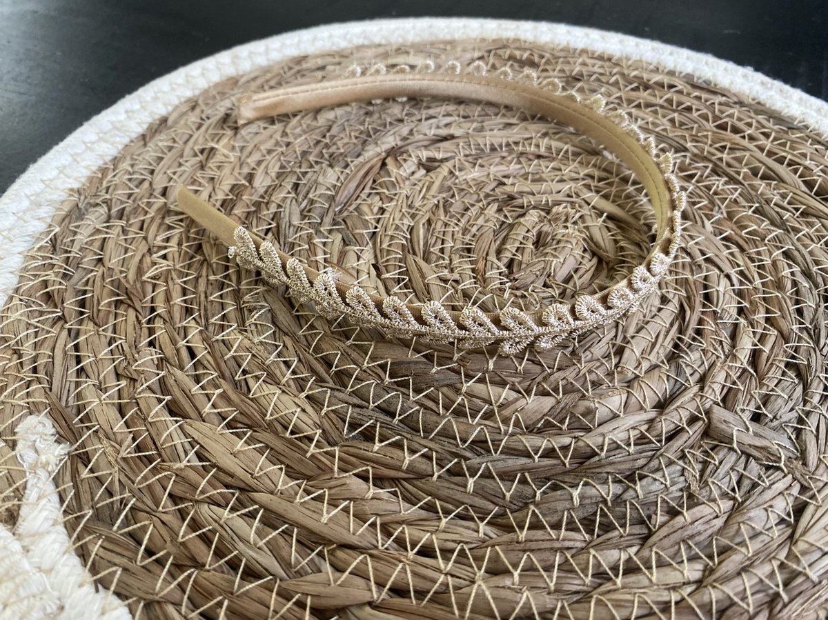 Diadeem Michelle - Haarband - Meisjes diadeem - Haarband Meisje - Haarband madelief wit met brons - Haarbandjes - Haaraccessoires - Haaraccessoires voor meisjes - Gouden diadeem - Haaraccessoires Bruiloft - Cadeautje - haarbanden meisjes