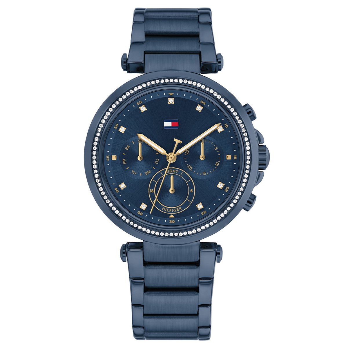 Tommy Hilfiger TH1782704 EMILY Dames Horloge - Mineraalglas - Staal - Blauw - 38 mm breed - Quartz - Vouw-Vlindersluiting - 5 ATM (douchen)