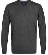 Profuomo Originale slim fit trui wol - heren pullover V-hals - antraciet grijs -  Maat: L