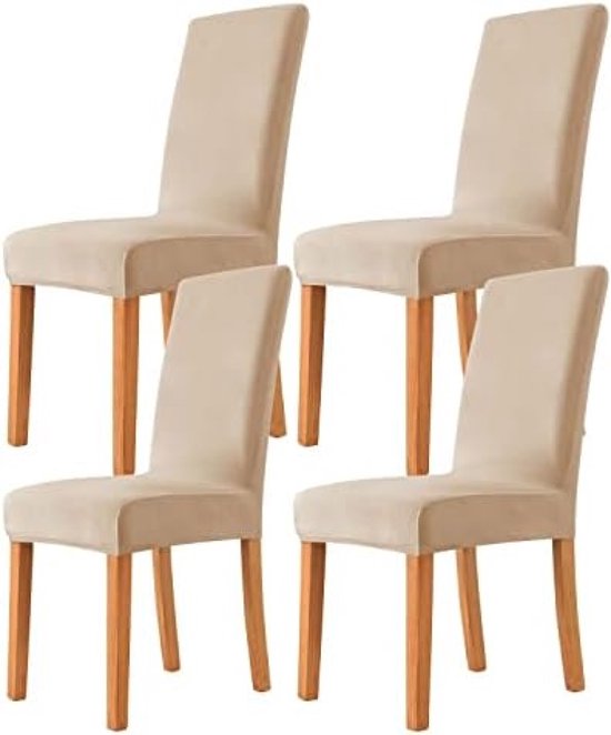 LINGKY Stoelhoezen, Set Van 6, Stoelhoezen Voor Eetkamerstoelen Stretch Fluweel Afneembaar Wasbaar Universeel Eetkamer Hotel Banket Feestdecoratie Taupe 6 661180263