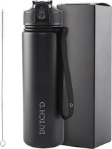 Bol.com Dutch'D ® - 08 Liter - Thermo Waterfles met rietje - Drinkfles - Zwart - Tritan - BPA Vrij - Rietje - Lek Vrij - Drinkfl... aanbieding