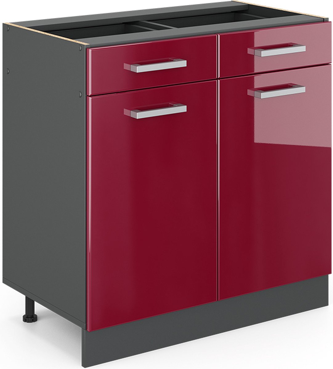 Vicco R-Line Keukenonderkast – 80 cm zonder werkblad Rode hoogglans Rode hoogglans/Antraciet