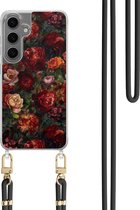 Casimoda® coque avec cordon - Convient pour Samsung S24 - Garden Floral - Cordon amovible - TPU/polycarbonate - Rouge