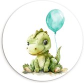 WallCircle® Wandcirkel 30x30 cm - Muurcirkel Draak - Baby dier - Blauwe ballon - Muurdecoratie babykamer - Wanddecoratie kinderkamer - Kamer decoratie voor jongens en meisjes - Baby accessoires - Ronde schilderijen