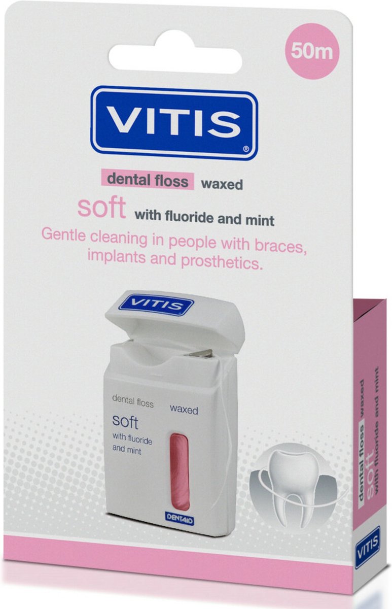Vitis Waxed Dental Floss Fluoride & Mint - 2 x 50 meter - Voordeelverpakking