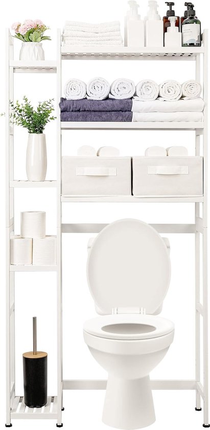 COSTWAY Toiletkast, vrijstaand, badkamerrek met 3 planken