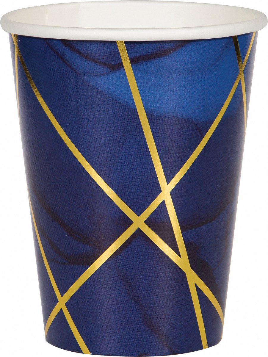 Witbaard Feestbekers 355 Ml Karton Navy/goud 8 Stuks