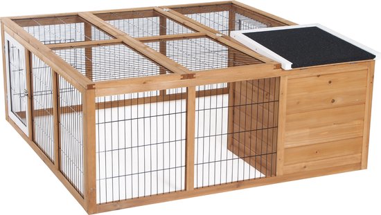 PawHut - Kleindierstal - Scharnierdak - weerbestendig - Natuur