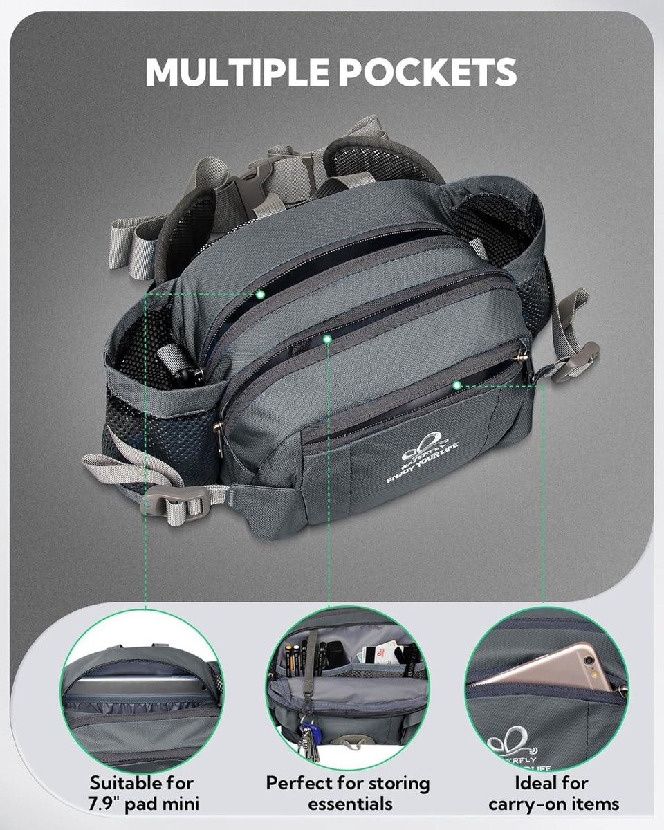 Sac Banane Wiserset - 6 Poches, Porte-bouteille Réglable - Randonnée, Jogging, Voyage