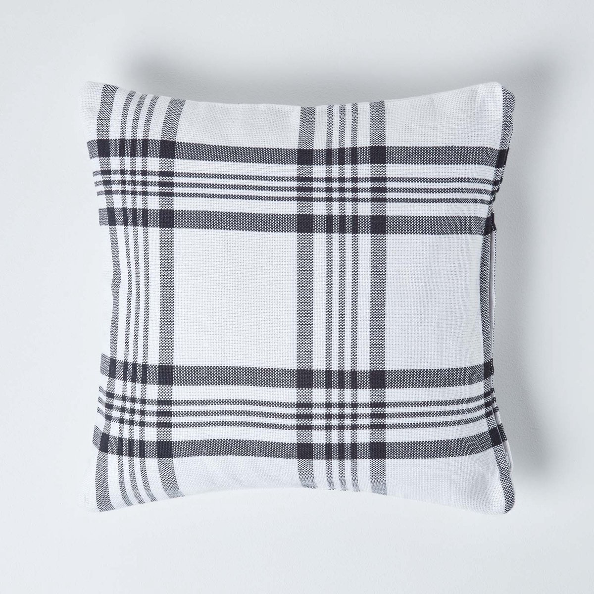 Homescapes Kussenhoes van zwart en wit tartan katoen 45 x 45 cm