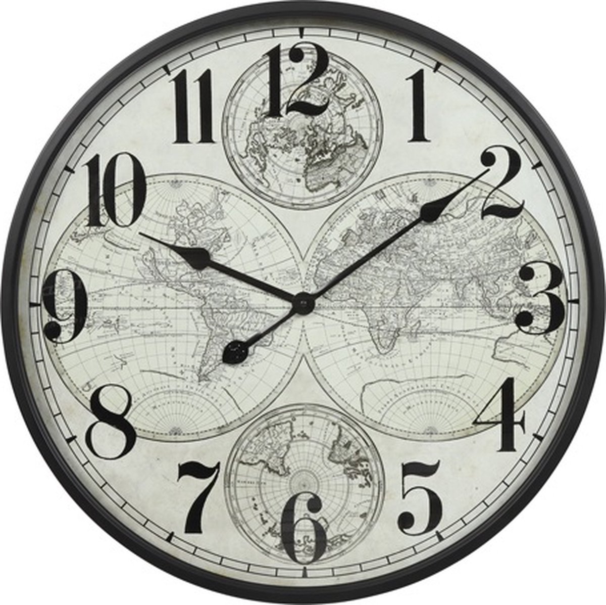 Countryfield Wandklok World metaal L6B60H60CM wit/zwart