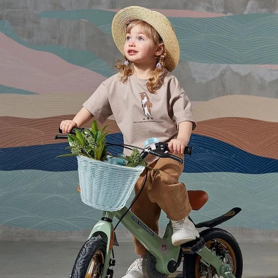 Kids Mand, Hand Geweven Fietsmand, Rieten Fietsmand Front Cargo voor Jongens Meisjes, Front Peuter Driewieler Manden Fiets Accessoires Kleine Scooter Arts Ambachten Fiets Decoratie Accessoires