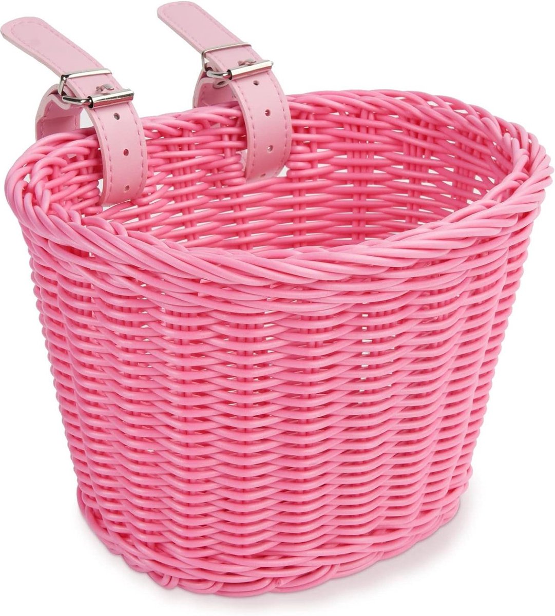 Handgeweven kinderfietsmand - meisjesfietsmand - rieten mand voor scooter en driewieler - roze