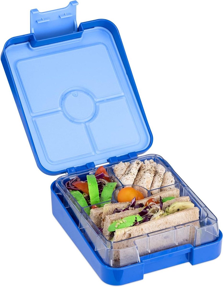 Lunchbox met 4 compartimenten - Broodtrommel voor lunch en tussendoortjes op werk - Donkerblauw