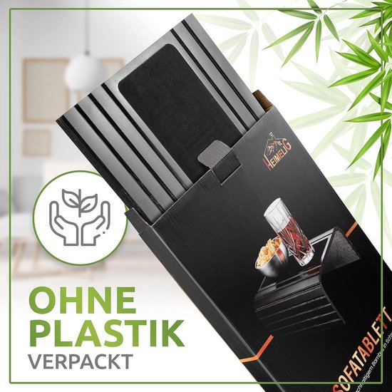 Focenat Bankdienblad van bamboe, bankdienblad met 3 snackschalen