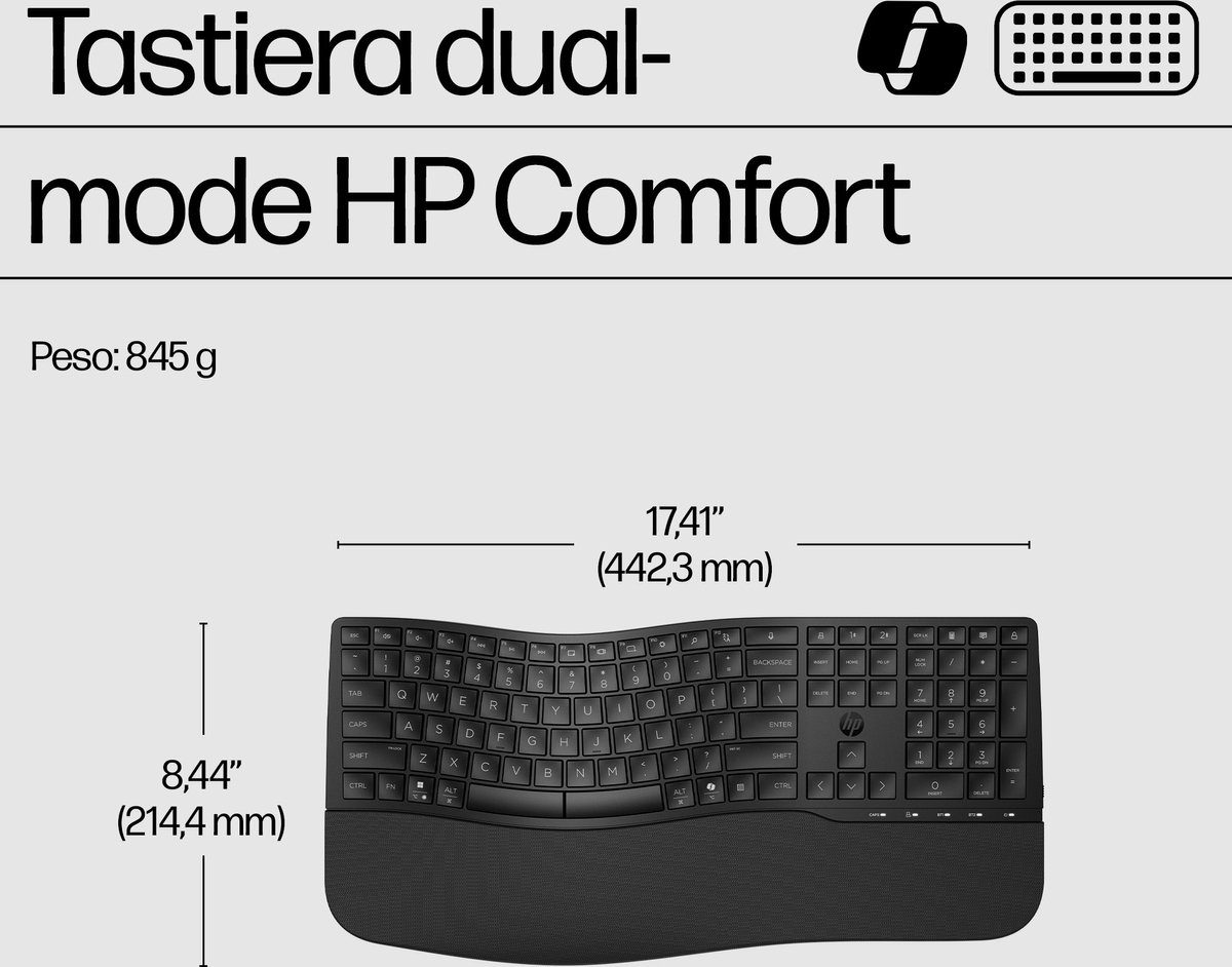 HP 680 Comfort - Draadloos Toetsenbord - Microsoft Copilot Ai toets - Qwerty - Zwart thumbnail 2