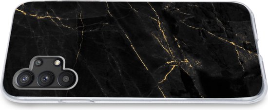 Coque de téléphone compatible avec Samsung Galaxy A32 5G - Aspect imprimé marbre - Luxe - Zwart - Or - Siliconen Coque de téléphone Coque de téléphone