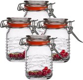 Urban Living Weck pot / pot de conservation - 4x - mini - 70 ml - verre - avec fermeture à clip - D5 x H8 cm
