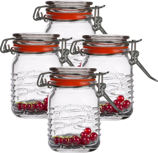 Foto: Urban living weckpotje inmaakpotje 4x mini 70 ml glas met beugelsluiting d5 x h8 cm