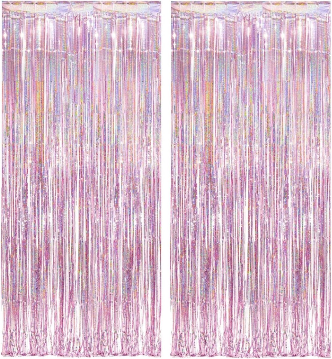 Metallic franje gordijn, verjaardagsgordijn, laserfeest, ijsblauw, glanzend, glinsterend aluminium klatergoud, achtergrond, raamdecoratie, muur voor verjaardag, feest (1 m x 2 m
