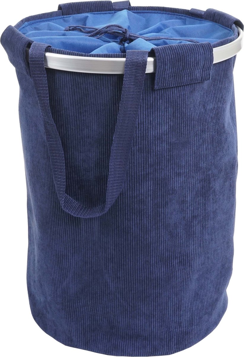 Goedkoopste Wasmand MCW-C34, Wasmand Waszak Wasmand met trekkoord, handvat 55x39cm 65l ~ koord blauw