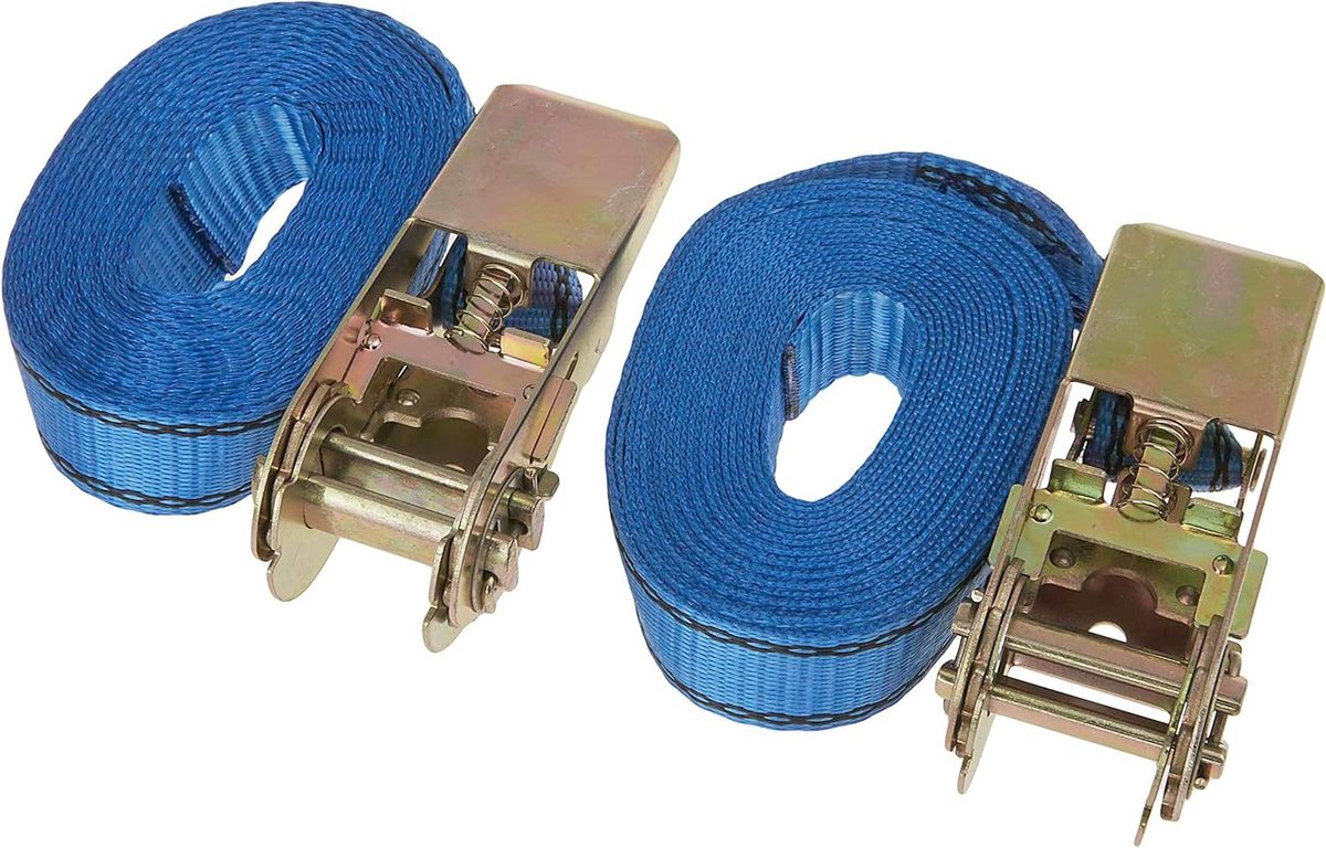 Spanbanden 800 kg 65 m ratel sjorbanden 25 mm zwart 800 daN 1t - set van 2 stuks