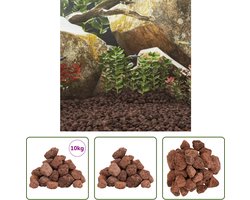 The Living Store Lavastenen Aquarium Rood 3-5cm - Natuurlijk materiaal voor decoratie en biologisch filter - Geschikt voor zoet- en zoutwater - 10 kg