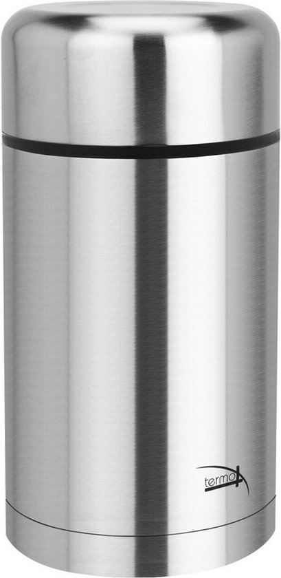 Thermos argenté avec le logo 'termo'.