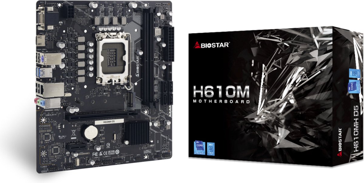 Biostar H610Mh D5 Moederbord Intel H610 Lga 1700 Micro Atx - afbeelding 3
