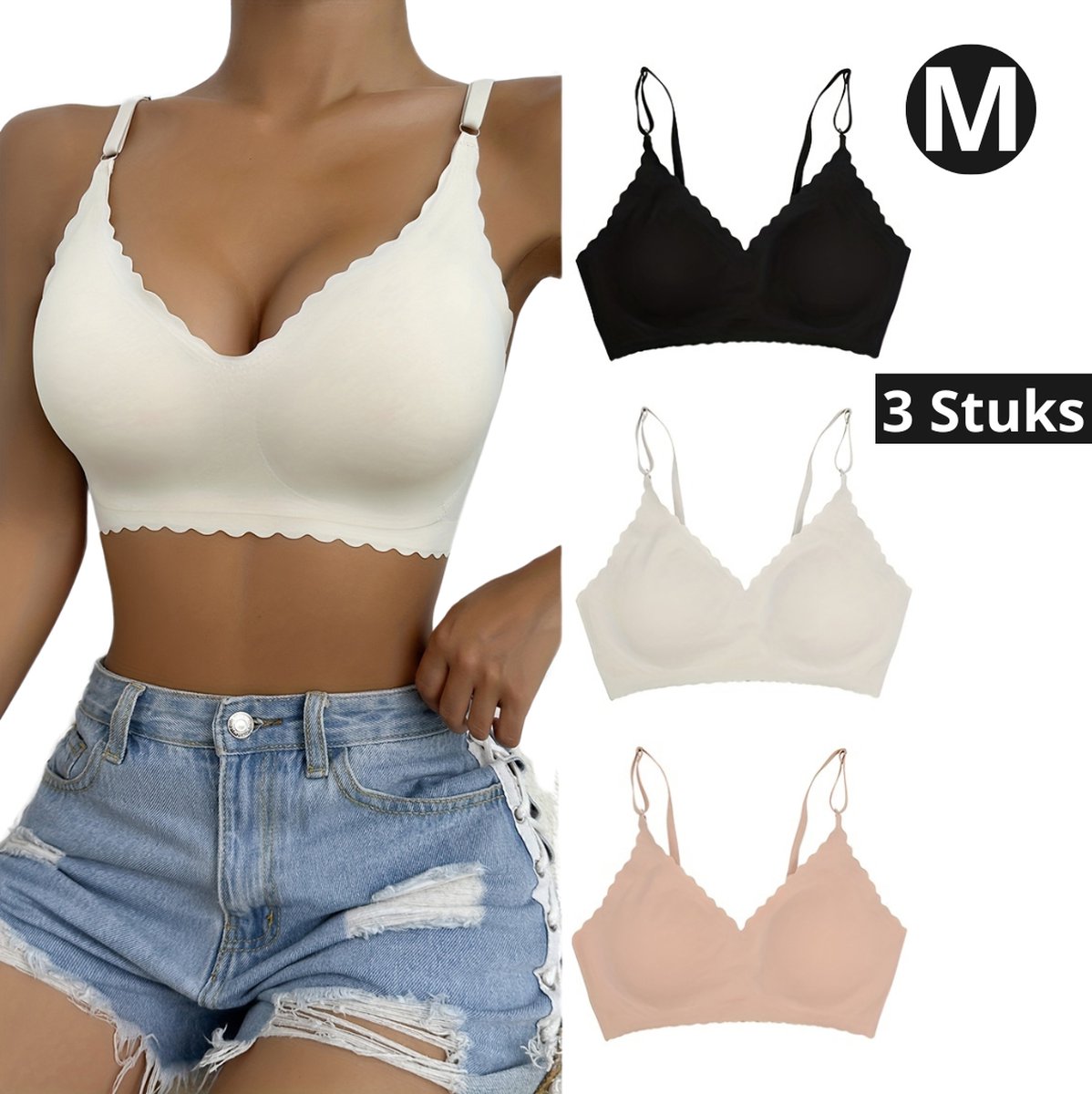 Nivard BH Zonder Beugel - Zonder Bandjes - Push-up Bh's - Comfort Bh - Gemengd Verschillend