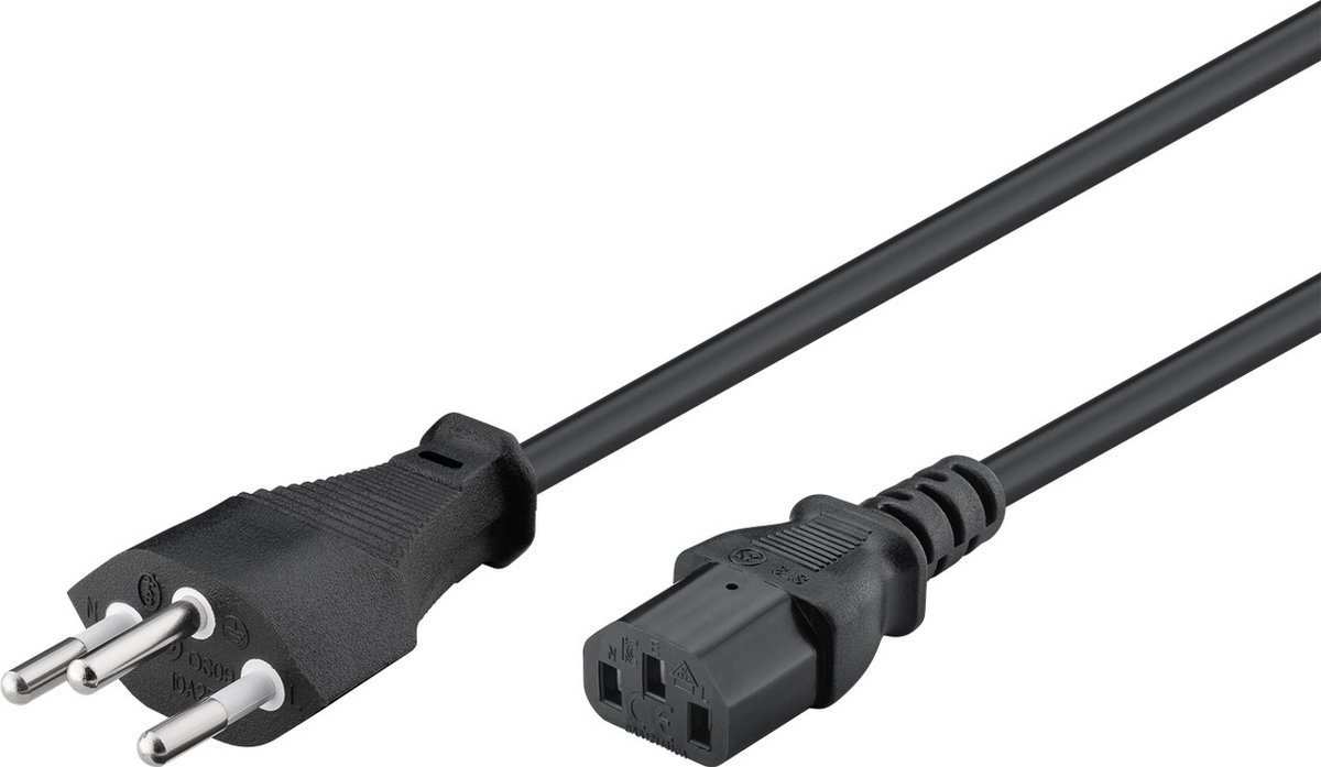 Goobay Koud apparaat kabel Zwitserland, 1,8 m, zwart