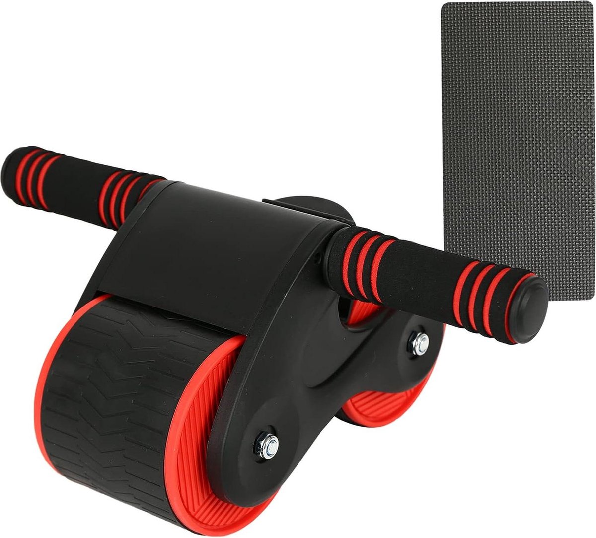 Automatische Rebound Buikroller met Dubbele Wielen en Automatische Terugstoot - Rood
