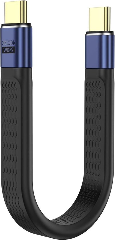 thumbnail image 2 of Seminer 240W USB-C To USB-C Short Flat Cable(13CM), 80Gbps 2 of 9