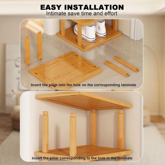 Schoenenrek van 7 lagen - smal en hoog - 25 x 23 x 115 cm - bamboe ...