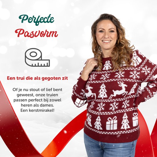 Wrong Pull de Noël Femme & Homme - Pull de Noël « Cosy Noël Bordeaux Rouge » - Homme & Femme Taille XXL - Sinterklaas - Noël - Cadeau de Noël